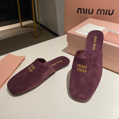 MULES SLIPPERS RETRO REBECCA PURPLE SUEDE