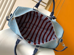 LV 25S KEEPALL BANDOULIÈRE BAG 50 IN BLUE MONOGRAM HERITAGE CALFSKIN