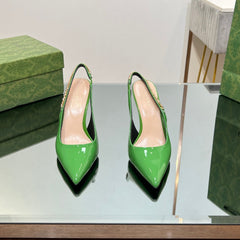 GG SIGNORIA SLINGBACK PUMP GREEN LAMBSKIN