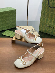 GG HORSEBIT PUMP WHITE LAMBSKIN