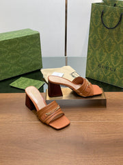 GG SIGNORIA SLIDE SANDAL CARAMEL DENIM