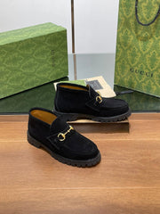 GG WOMEN'S HORSEBIT ANKLE BOOT IN BLACK SUEDE