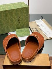 GG HORSEBIT MULE IN BURNT ORANGE EMBOSSED SUEDE AND SHEEPSKIN LINING