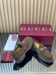 GG WOMEN'S HORSEBIT LOAFERS IN DARK BROWN SUEDE