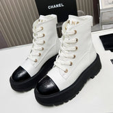 SHORT BOOTS IN WHITE MIX BLACK COWHIDE
