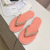 THONG SLIPPERS IN LIGHT PINK COWHIDE
