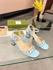GG HIGH HEELS SANDALS 60 IN ICE BLUE LAMBSKIN