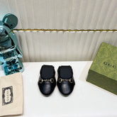 GG BALLET SUPER SLIM BUCKLE BLACK LAMBSKIN