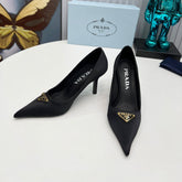 HIGH-HEEL PUMPS IN BLACK SATIN