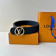 LV 25S BELT 40 MM IN BLACK CALFSKIN WITH GOLD HARDWARE 593263