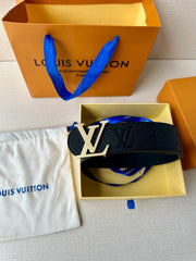 LV 25S BELT 40 MM IN BLACK CALFSKIN WITH GOLD HARDWARE 593267