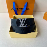 LV 25S BELT 40 MM IN BLACK CALFSKIN WITH SILVER HARDWARE 593267