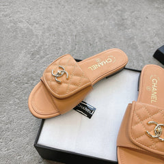 PLATFORM SLIPPERS LOGO IN YELLOW ORANGE LAMBSKIN