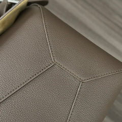 LOE PUZZLE 33 BAG IN WENGE BROWN CALFSKIN