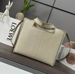 LARGE 30 LOEWE FONT TOTE IN ECRU JACQUARD CANVAS