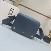LOEWE 25S PEBBLE BAG 23 IN STEEL BLUE CALFSKIN SILVER HARDWARE