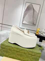 GG HORSEBIT PLATFORM LOAFER WHITE CALFSKIN