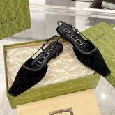 SLINGBACK FLATS IN BLACK VELVET