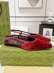 GG SLINGBACK FLATS CHERRY VELVET