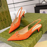 GG MID-HEELED SLINGBACK 4.5 CM IN ORANGE CANVAS