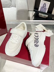 GG WAVE SNEAKER IN RICE WHITE CALFSKIN WITH HANDWRITTEN LOGO