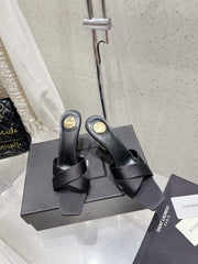 OPYUM HIGH MULES 85 MM IN BLACK SATIN CREPE