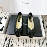 BALLET FLATS BOW IN BLACK CALFSKIN QUILTED