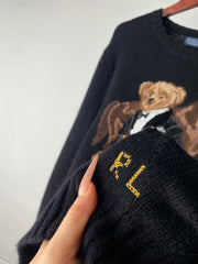 RALPH LAUREN 25S CREW NECK KNIT SWEATER WITH BEAR EMBROIDERY 203