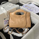 CHANEL 25S TOP HANDLE 20 CM IN DARK BEIGE LAMBSKIN