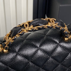 CHANEL 25S FLAP BAG 19 IN BLACK CALFSKIN GOLD HARDWARE