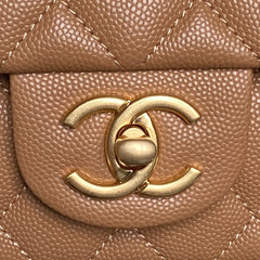 CHANEL 25S FLAP BAG 19 IN CARAMEL CALFSKIN GOLD HARDWARE