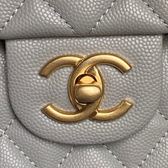 CHANEL 25S FLAP BAG 22 CM IN GREY CAVIAR WITH GOLD HARDWARE