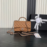 CHANEL 25S FLAP BAG 19 IN CARAMEL CALFSKIN SILVER HARDWARE