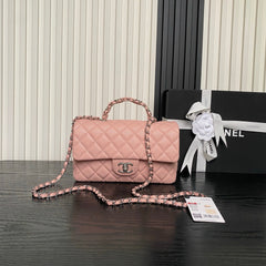 CHANEL 25S FLAP BAG 22 IN PINK CALFSKIN SILVER HARDWARE