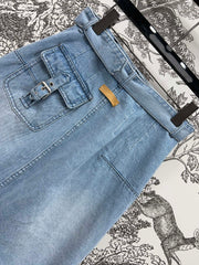 JEAN SKIRT DENIM JACQUARD DUSTY BLUE 266730