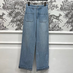 STRAIGHT LEG JEANS DENIM JACQUARD DUSTY BLUE 266732