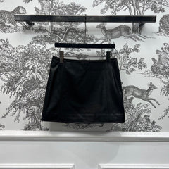 PRADA SHORT LEATHER SKIRT WITH ZIPPER 274475