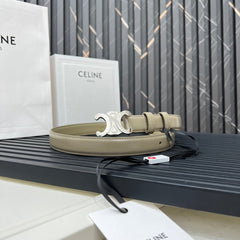 CL TRIOMPHE 25 MM BELT IN OLIVE GREEN CALFSKIN SILVER HARDWARE