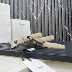 CL TRIOMPHE 25 MM BELT IN OLIVE GREEN CALFSKIN SILVER HARDWARE