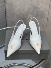 BALENCIAGA 25S HIGH-HEEL SLINGBACK 85 MM IN WHITE COW LEATHER WITH GOLD HARDWARE
