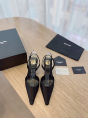 HIGH SLINGBACK 75 MM IN BLACK CALFSKIN