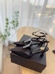 HIGH SLINGBACK 75 MM IN BLACK CALFSKIN