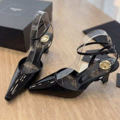 HIGH SLINGBACK 75 MM IN BLACK PATENT CALFSKIN