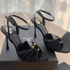 LOLA SANDAL 10 CM IN BLACK VISCOSE AND SILK