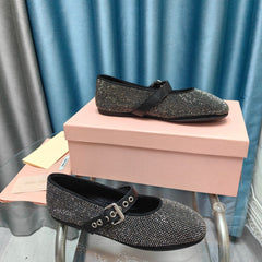 MARY JANE SHOES BLACK COWHIDE - SEQUIN