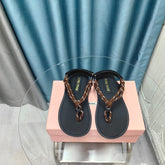 FLIP-FLOPS SANDAL BLACK SHEEPSKIN WITH BROWN STRAP