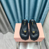 Flip Flop Sandals Black Calfskin