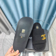 PLATFORM HEELS SANDALS IN BLACK WOOLEN FABRIC