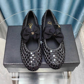 MARY JANE BOW RHINESTONE BLACK SILK