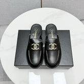 CC FLAT MULE 25S IN BLACK CALFSKIN STYLE 7